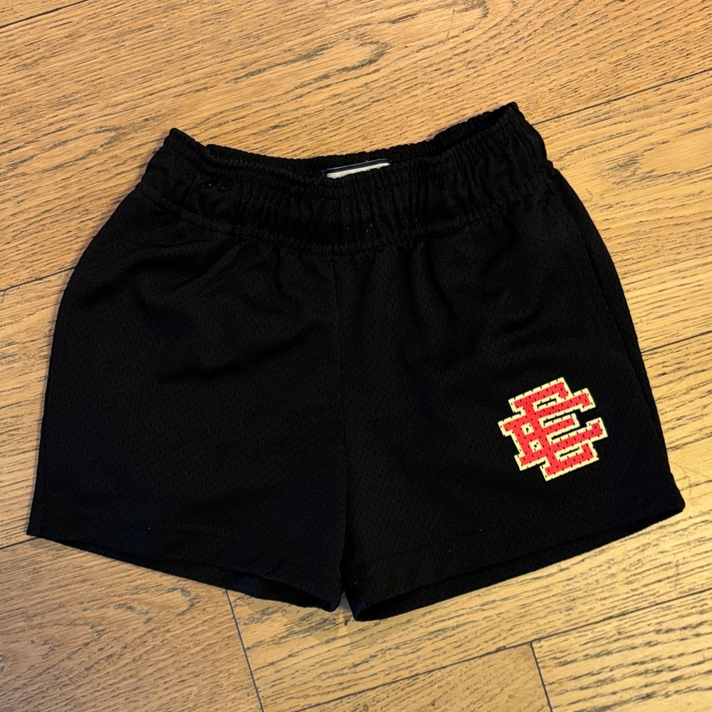 Eric Emanuel Black Kids Shorts with Red Logo